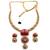 Traditional gold plated red temple necklace set for women