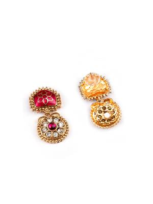 Traditional gold plated red temple necklace set for women 5