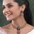 Traditional gold plated blue temple necklace set for women