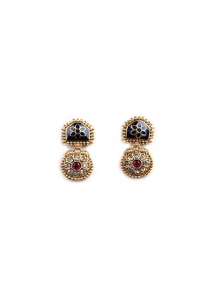 Traditional gold plated blue temple necklace set for women 4