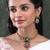 Traditional gold plated green temple necklace set for women