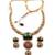 Traditional gold plated green temple necklace set for women