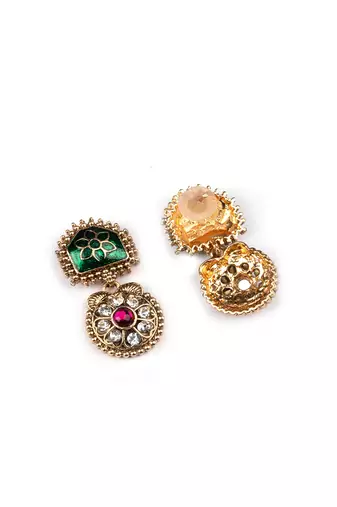 Traditional gold plated green temple necklace set for women