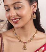 Temple multicolor necklace set with earrings for women