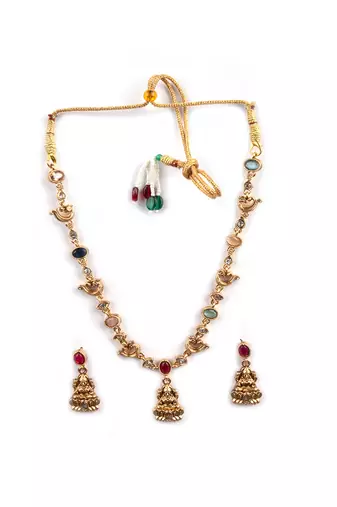 Temple multicolor necklace set with earrings for women