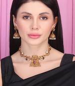 South indian necklace set with temple motif for wedding wear