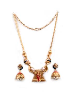 South indian necklace set with temple motif for wedding wear 3