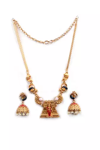 South indian necklace set with temple motif for wedding wear