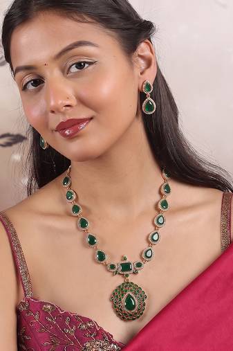 Gold plated south indian temple necklace set for women wedding wear