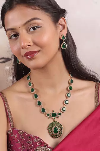 Gold plated south indian temple necklace set for women wedding wear