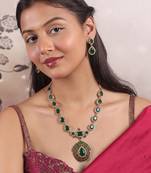 Gold plated south indian temple necklace set for women wedding wear
