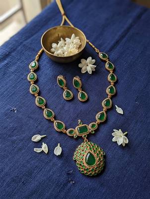 Gold plated south indian temple necklace set for women wedding wear 2