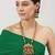 South indian long mala green necklace set for women
