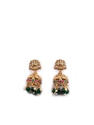 South indian long mala green necklace set for women 4