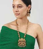 South indian long mala gold necklace set for women