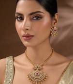 Gold plated south indian temple necklace set for women wedding wear