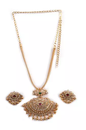 Gold plated south indian temple necklace set for women wedding wear