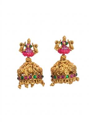 Gold plated temple mala necklace with earrings 4