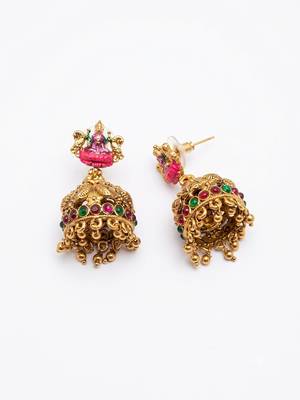 Gold plated temple mala necklace with earrings 5