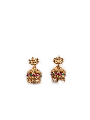 Gold plated temple mala necklace with earrings 4