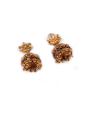 Gold plated temple mala necklace with earrings 5