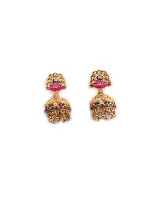 South indian long mala temple necklace set with earrings for women. 4