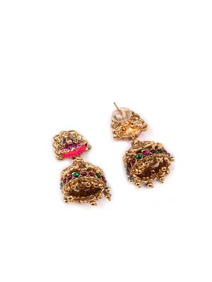 South indian long mala temple necklace set with earrings for women. 5
