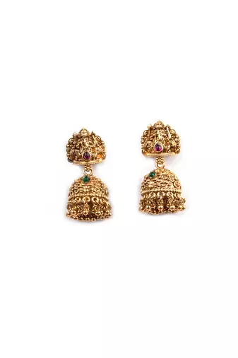 South indian long mala ganesh jii red necklace set with earrings for women.