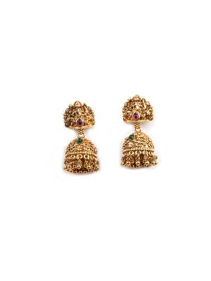 South indian long mala ganesh jii green necklace set with earrings for women. 4