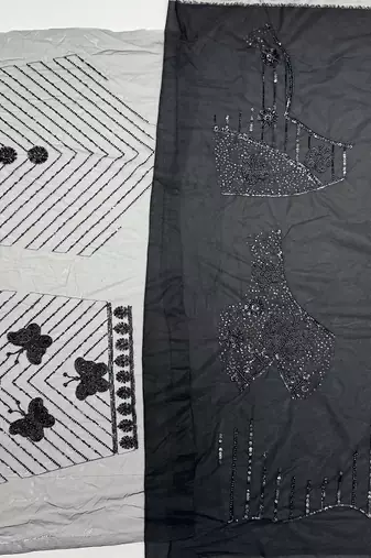 Black Color Zari Embroidery,Sequence And Beads Work Net Lehnega Choli 