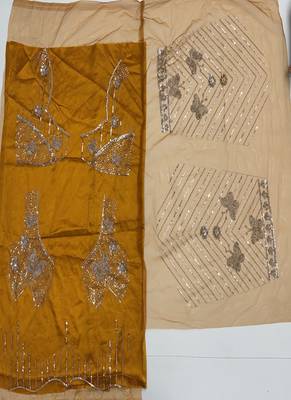 Mustard Color Zari Embroidery,Sequence And Beads Work Net Lehnega Choli  5