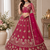 Rani Pink Color Zari Embroidery,Sequence And Beads Work Net Lehnega Choli 