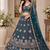 Teal Color Zari Embroidery,Sequence And Beads Work Net Lehnega Choli 