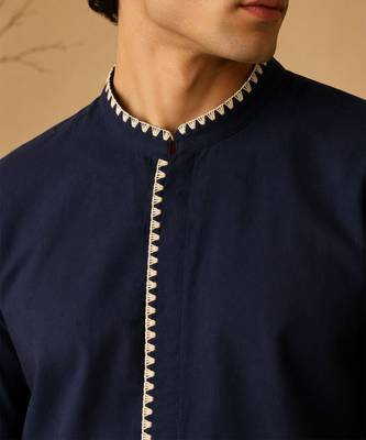 Blue embroidered malai cotton shirt 4