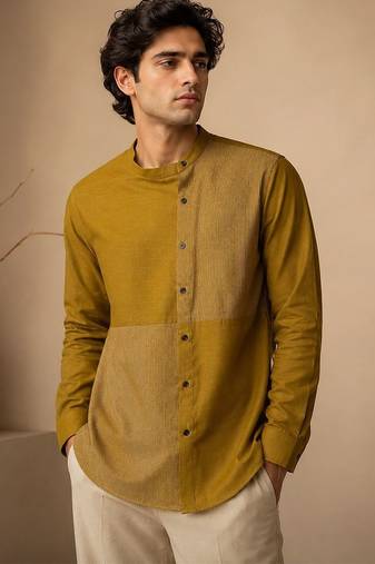 Mustard yellow malai cotton shirt