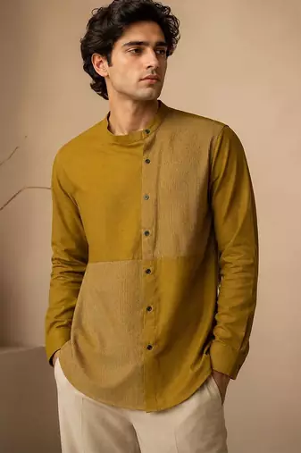 Mustard yellow malai cotton shirt