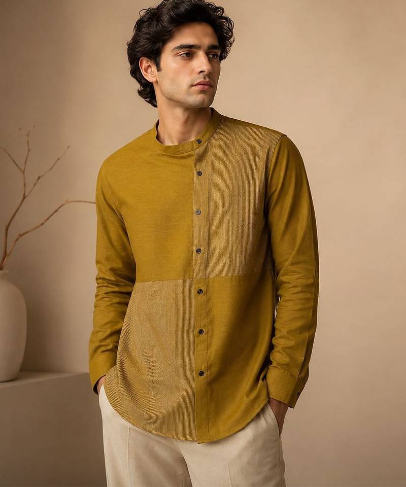 Mustard yellow malai cotton shirt