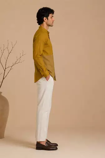 Mustard yellow malai cotton shirt