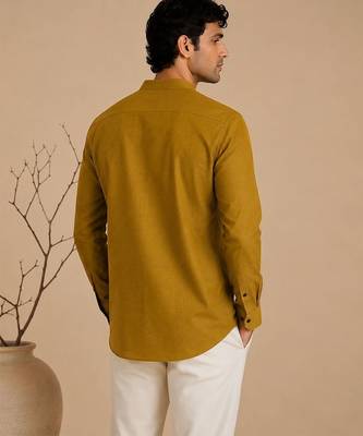 Mustard yellow malai cotton shirt 3