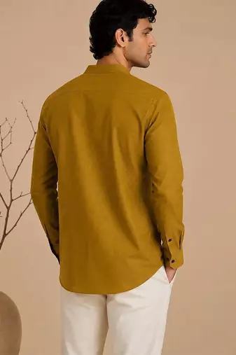 Mustard yellow malai cotton shirt