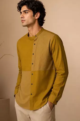 Mustard yellow malai cotton shirt