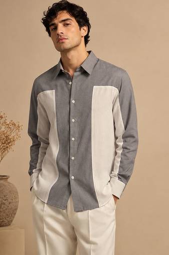Grey white malai cotton shirt