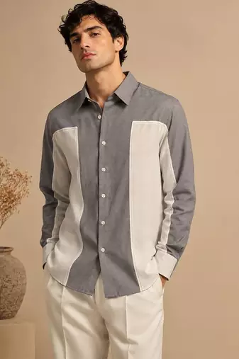 Grey white malai cotton shirt