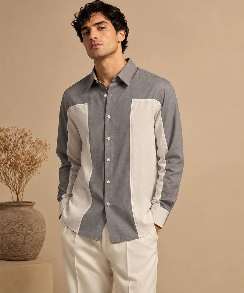 Grey white malai cotton shirt