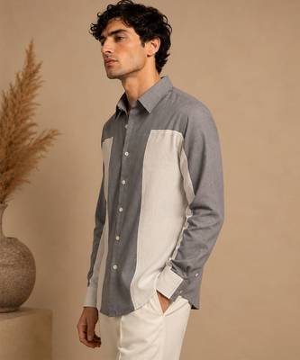 Grey white malai cotton shirt 2