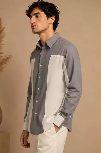 Grey white malai cotton shirt