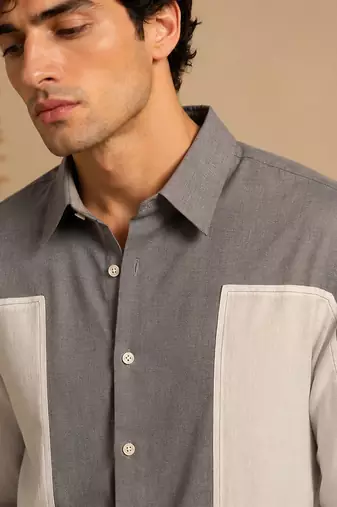 Grey white malai cotton shirt