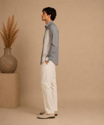 Grey white malai cotton shirt 5