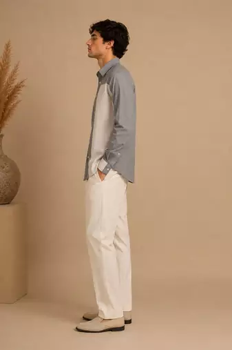 Grey white malai cotton shirt