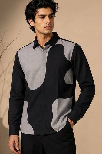 Black and grey malai cotton shirt